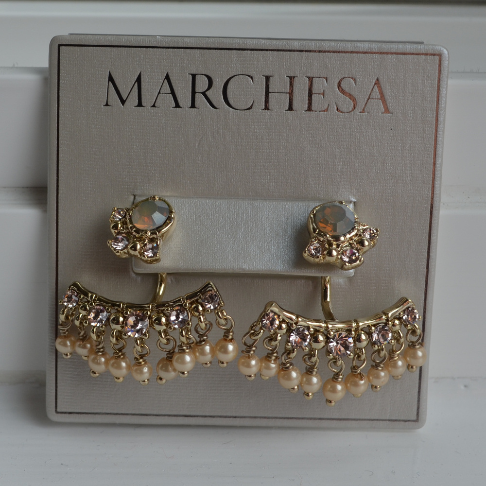 🆕 MARCHESA Gilded Gala Swarovski Earrings - Picture 7 of 8